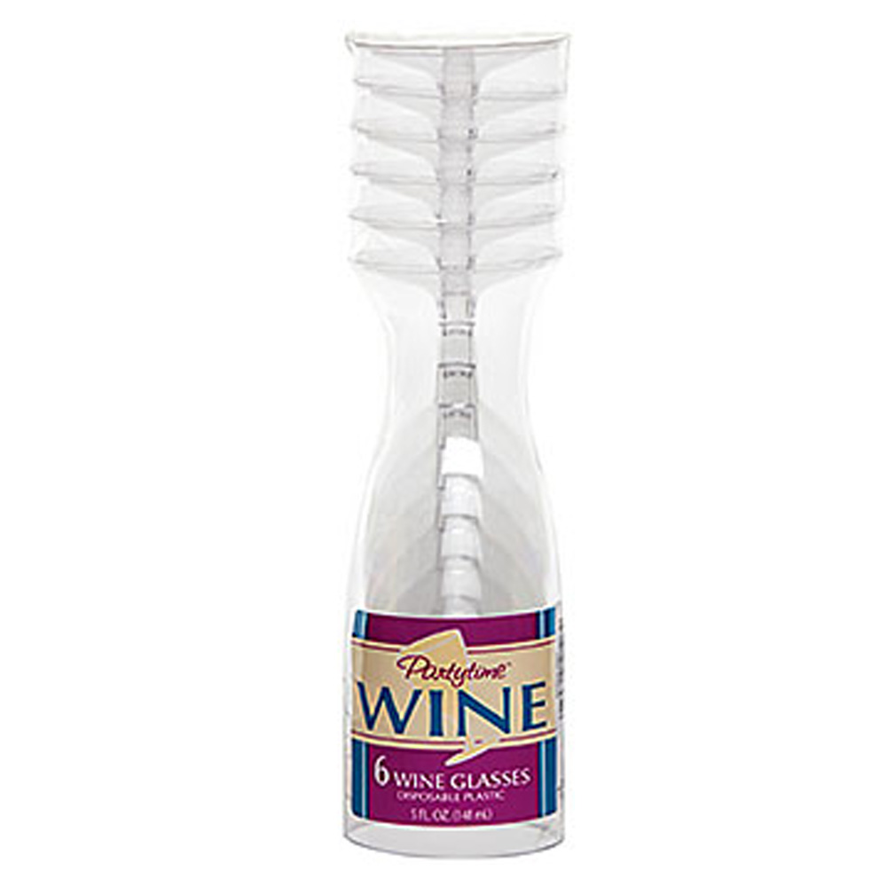 RS5SW Party Time Wine Glass 5 oz. Clear Plastic 2pc 24/6 cs - RS5SW 5z PEDESTL WINE GLS 24/6