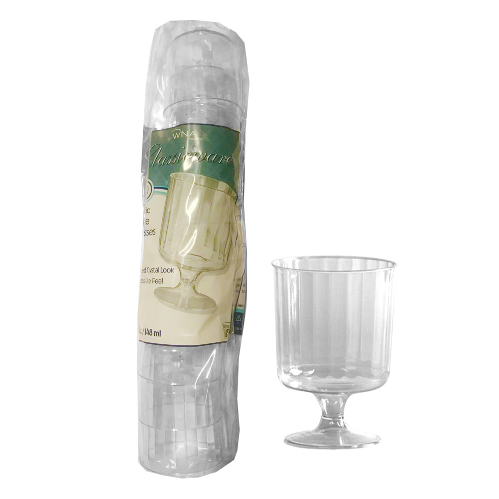 CCW5240 Classicware Pedestal Wine Cup 5 oz. Clear Plastic 1pc 24/10 cs - CCW5240 5z PEDSTL 1PC WINE CUP