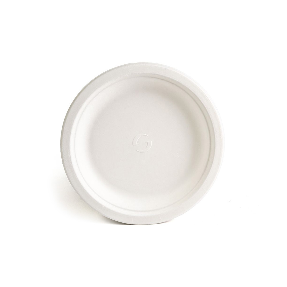 PF-EV-P006 Evolution White 6" Bagasse Plate 8/125 cs - PF-EV-P006 EVO 6I ROUND PLATE