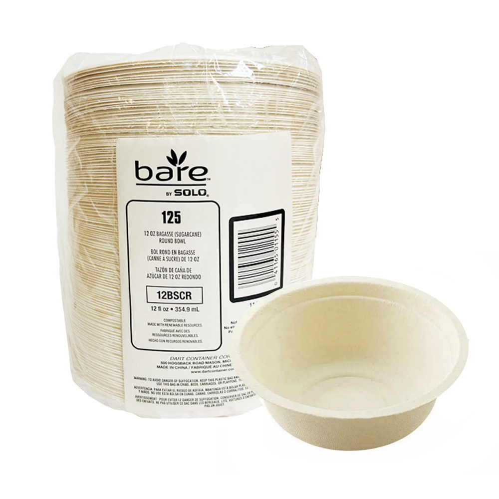 12BSCR Ivory 12 oz. Bagasse Bowl 8/125 cs