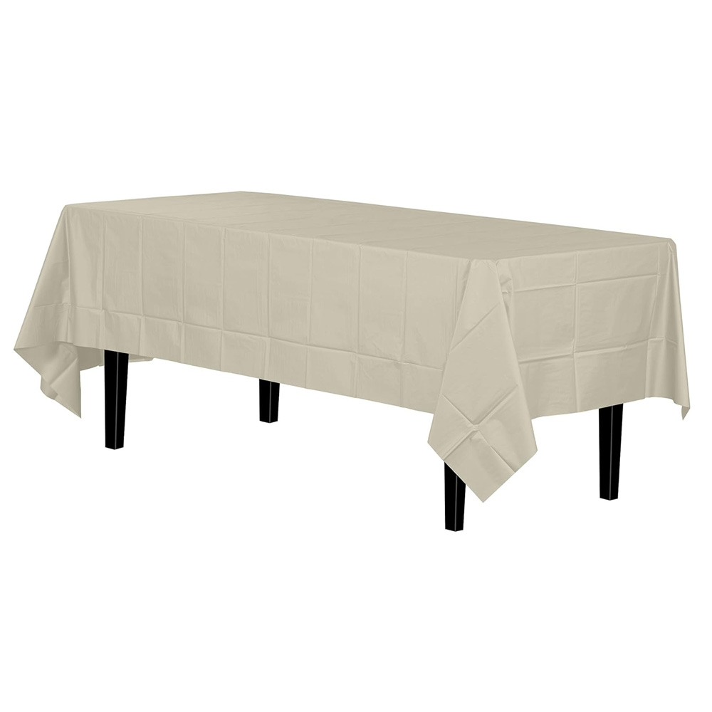 21100 Ivory 54"X108" Plastic Table Cover 48/cs