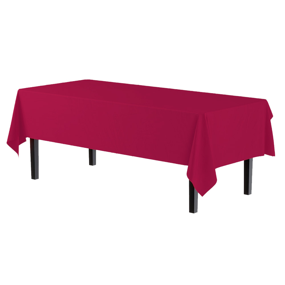 21117 Burgundy 54"x108" Plastic Table Cover 48/cs - 21117 54x108 BURGNDY PLS TBCVR