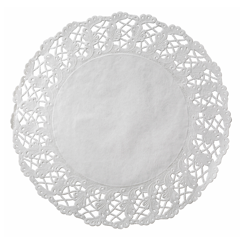 500260 Cambridge White 16" Lace & Linen Doilies 500/cs - 500260 16" LACE DOILIES