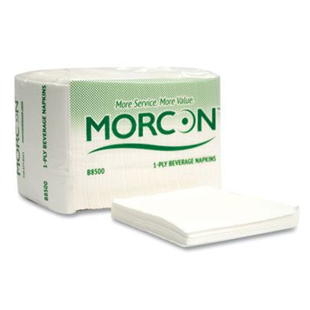 B8500 White Morsoft Beverage Napkin 1 ply 8/500 cs