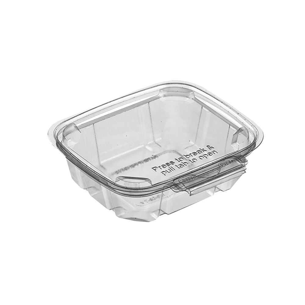 5HG008-TVF BreakAway Clear 8 oz. Tamper Resistant  Rectangular PET Container & Lid 300/cs