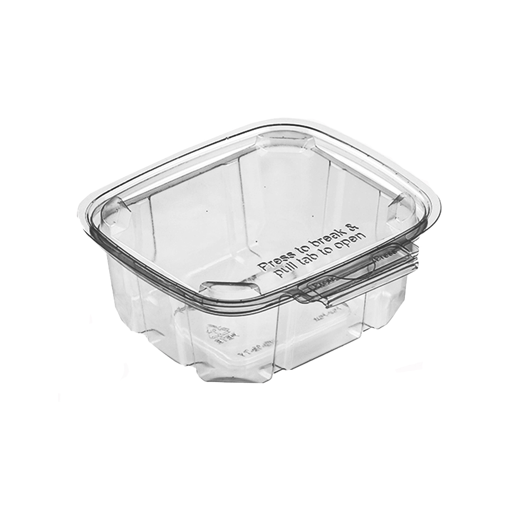 5HG012TVF BreakAway Clear 12 oz. Tamper Resistant  Rectangular PET Container & Lid 300/cs