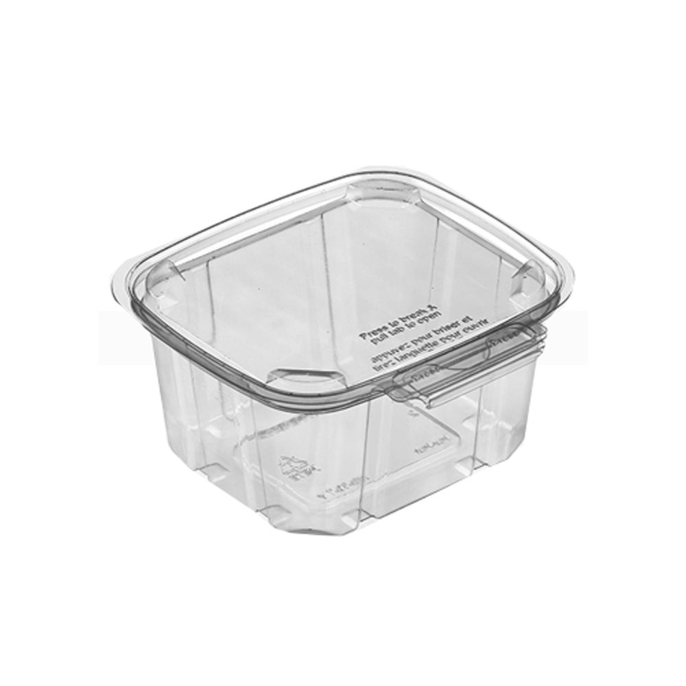 5HG016TVF BreakAway Clear 16 oz. Tamper Resistant  Rectangular PET Container & Lid 300/cs