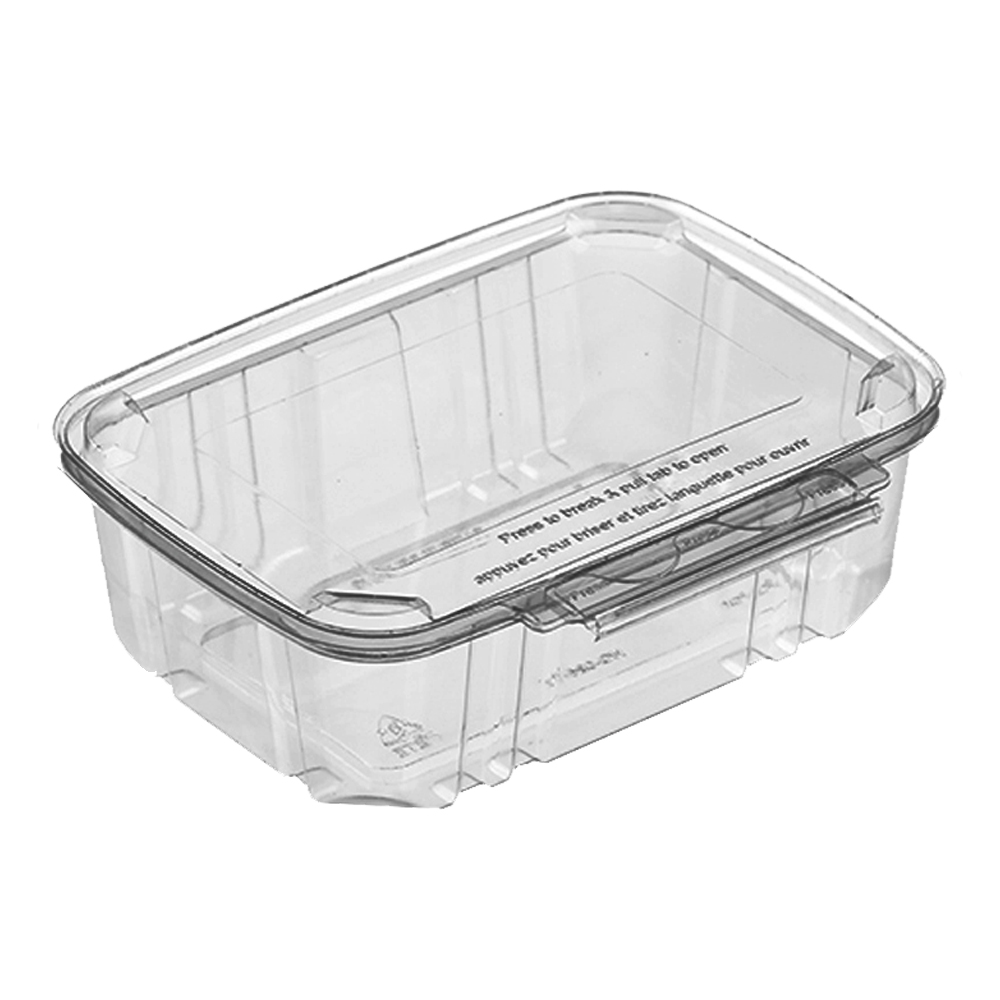 5HG024TVF BreakAway Clear 24 oz. Tamper Resistant Rectangular PET Container & Lid 130/cs - 5HG024TVF 24z TAMPER RES CONT