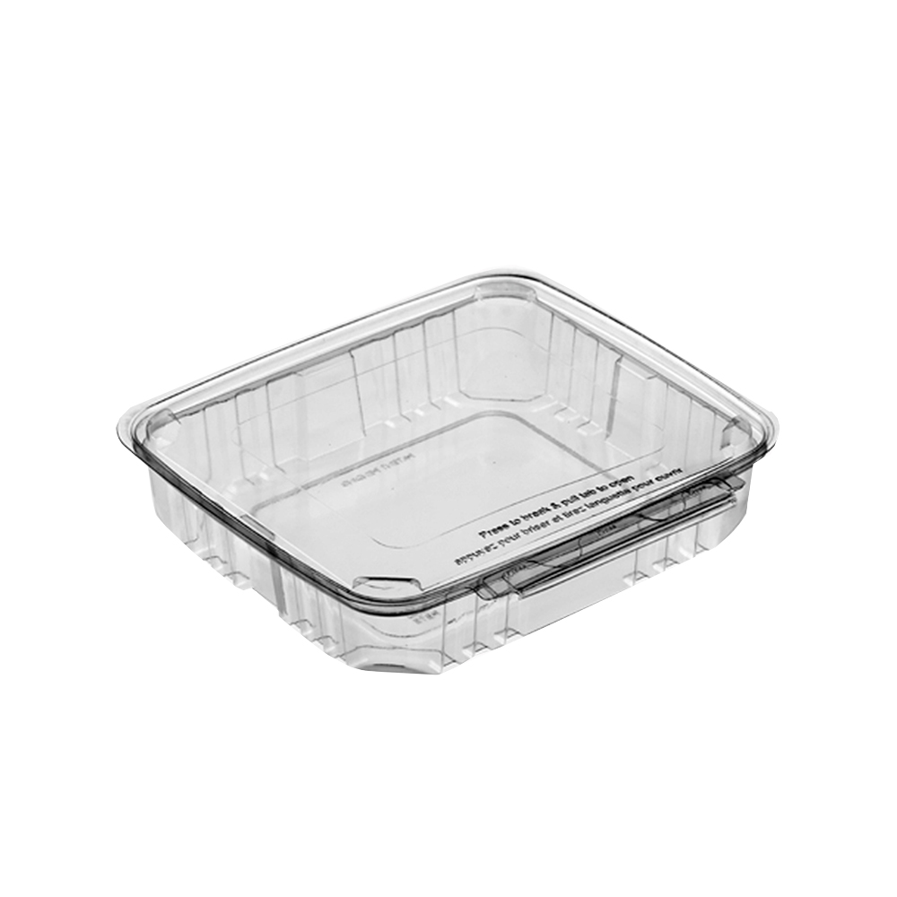 5HG032-TV BreakAway Clear 32 oz. Tamper Resistant Rectangular PET Container & Lid 130/cs - 5HG032-TV 32z TAMPER REST CONT