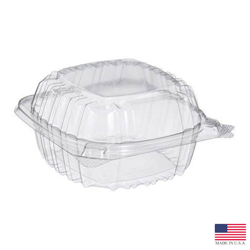 C53PST1 ClearSeal Clear 5"x5"x2.5" Square Plastic Hinged Container 4/125 cs - C53PST1 CLR 5" SANDWICH CONT
