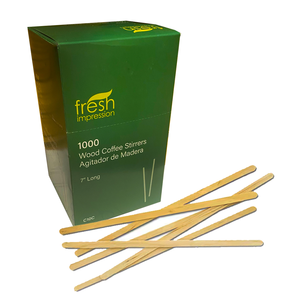 C10C Unwrapped Stirrer 7" Wood 10/1000 cs