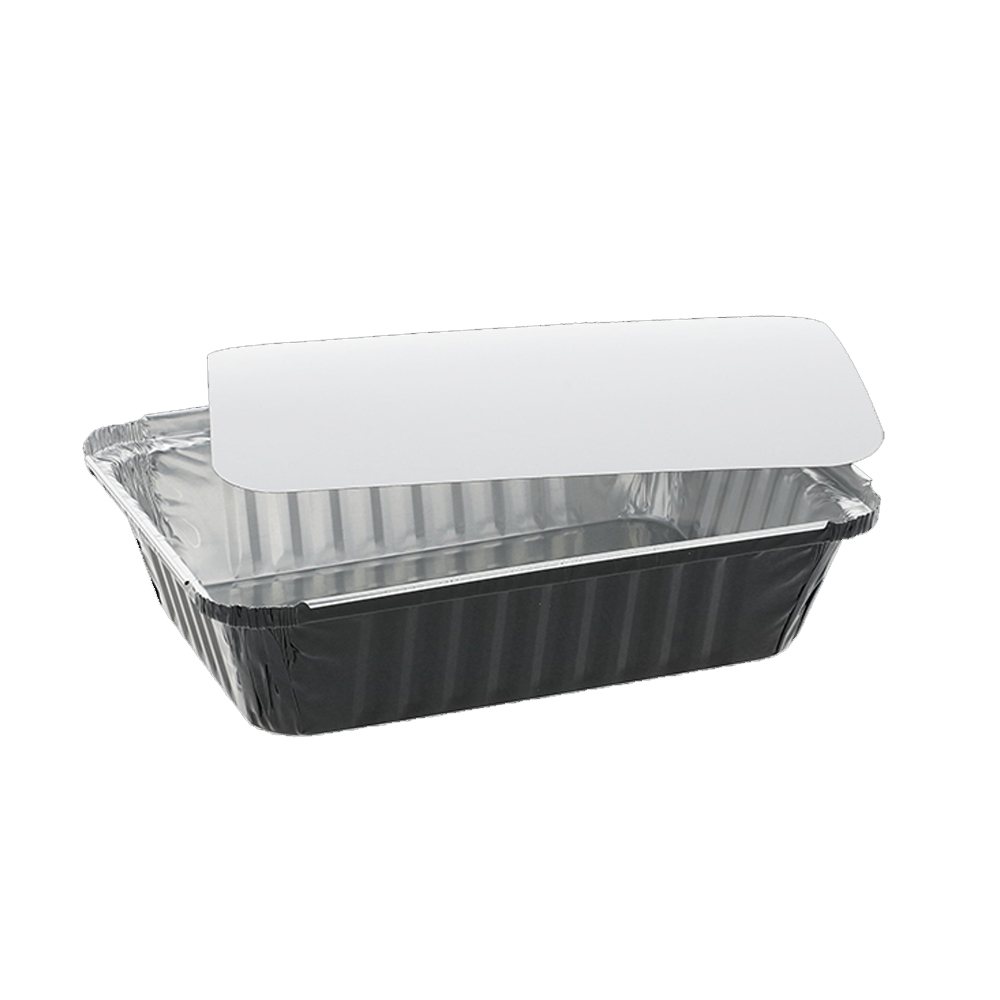 Y78830K Black/Silver Aluminum 2.25 lb.Oblong Pan & Lid 200/cs