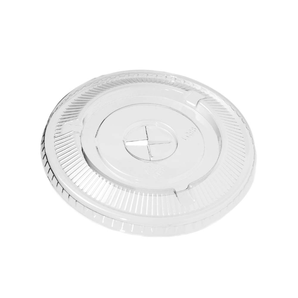 98MM Clear 12/24 oz. Straw Slot Lid 10/100 cs - 98MM CLR PET FLAT LID 100CT