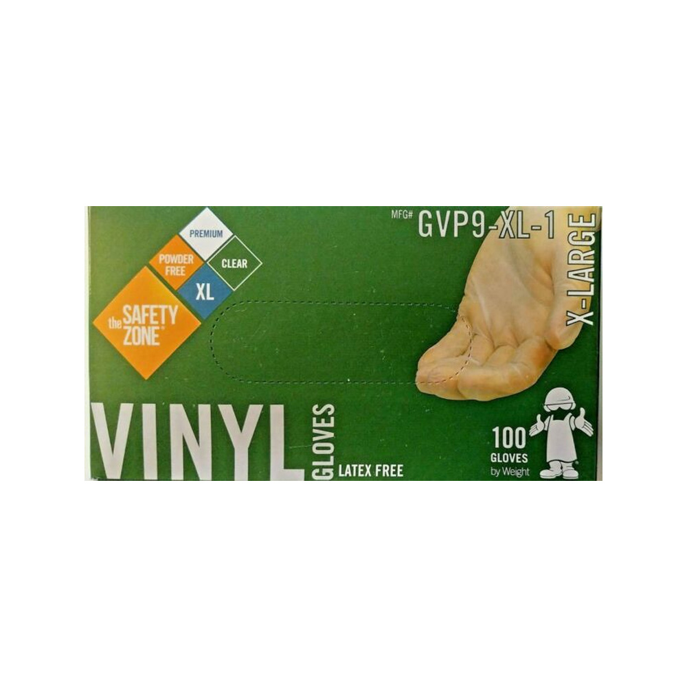 GVP9-XL-1 Clear Extra Large Vinyl Gloves Powder   Free 10/100 cs - GVP9-XL-1 POWDERFREE VINYL GLV