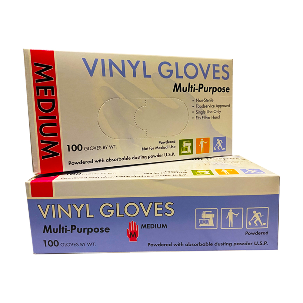 754615 Clear Medium Multi-Purpose Vinyl Gloves 10/100 cs - 754615 MED POWDER VINYL GLOVE
