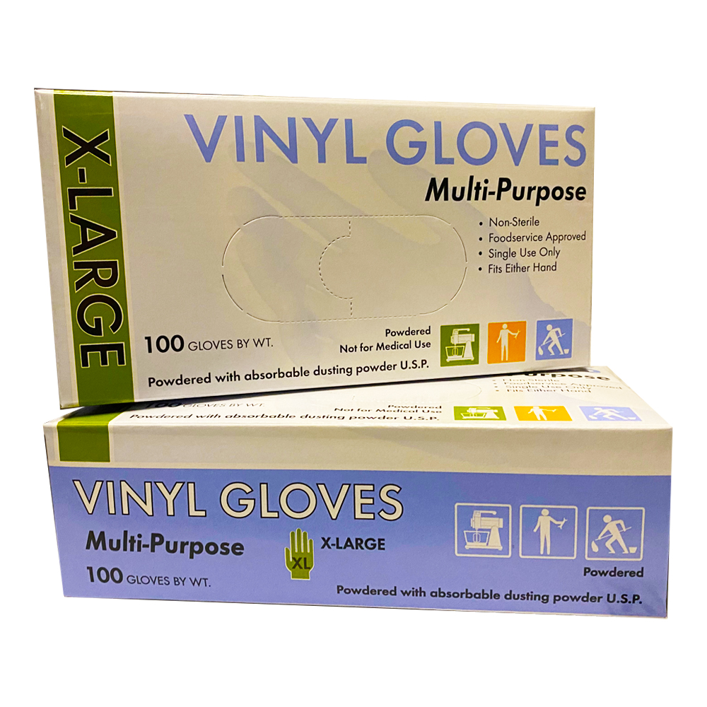 754627 Clear Extra Large Multi-Purpose Vinyl Gloves 10/100 cs - 754627 XLRG POWDER VINYL GLOVE
