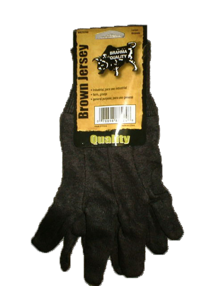 WA7524A Brown Large Jersey Gloves 12/cs