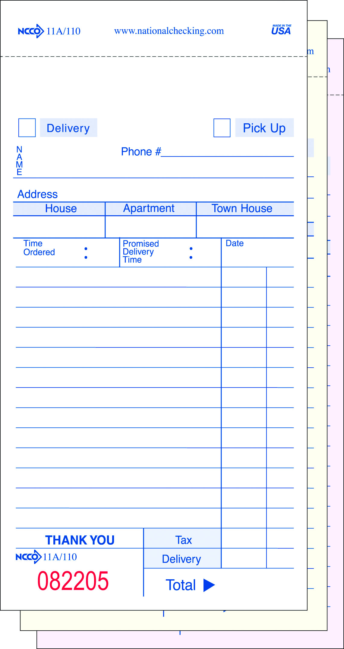 11A-SP White 3 Part  14 Line No Carbon Delivery Paper Forms 50/50 cs