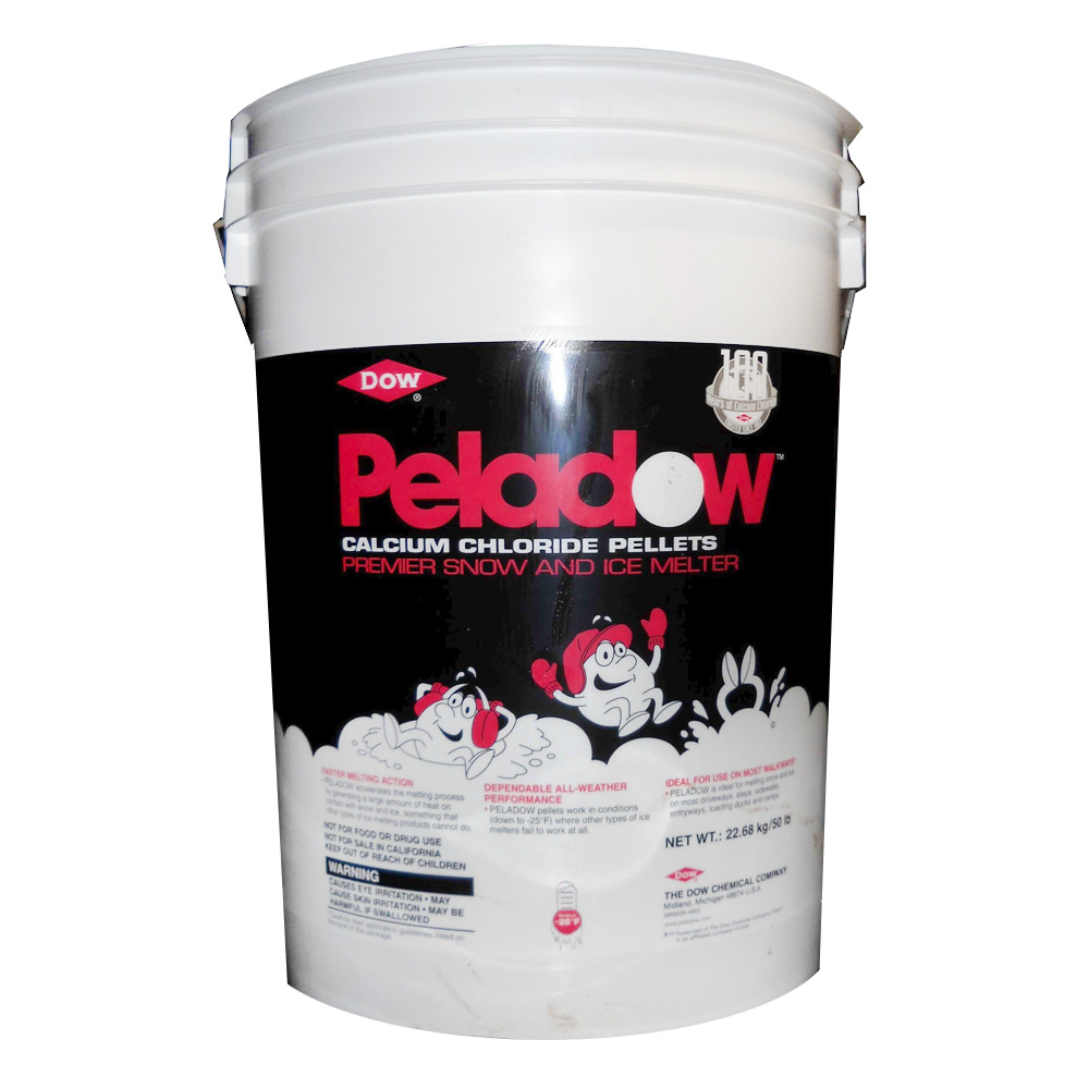 135535 Peladow 50 lb. Pail Ice Melt Calcium Chloride Pellets 1 pl.