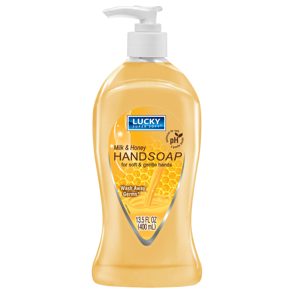 10358-12 Lucky Super Soft 13.5 oz. Hand Soap w/Milk/Honey Scent 12/cs - 10358-12 SOAP MILK/HONEY 13.5z