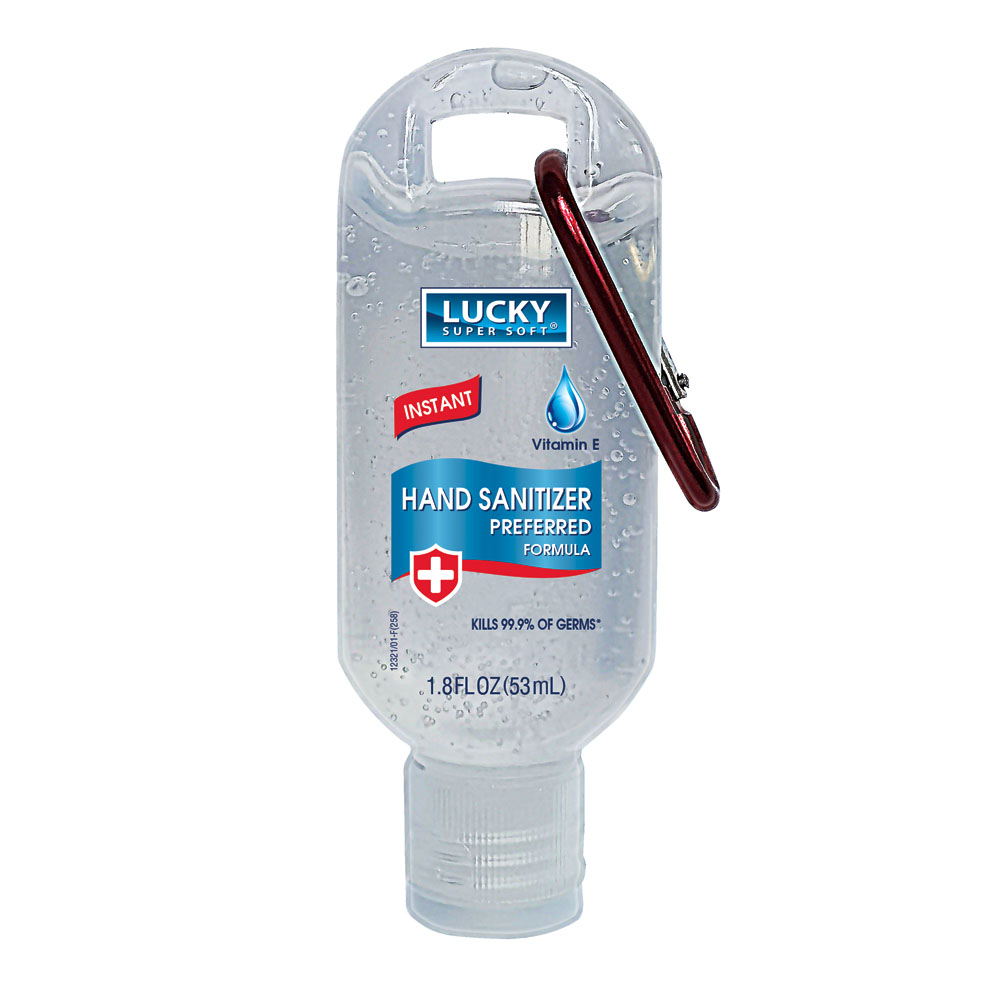 11744-4/6 Lucky Super Soft 1.8 oz. Instant Hand Sanitizer Classic w/Clip & Vitamin E 24/cs - 12321-24 HAND SANITZR 1.8z clp