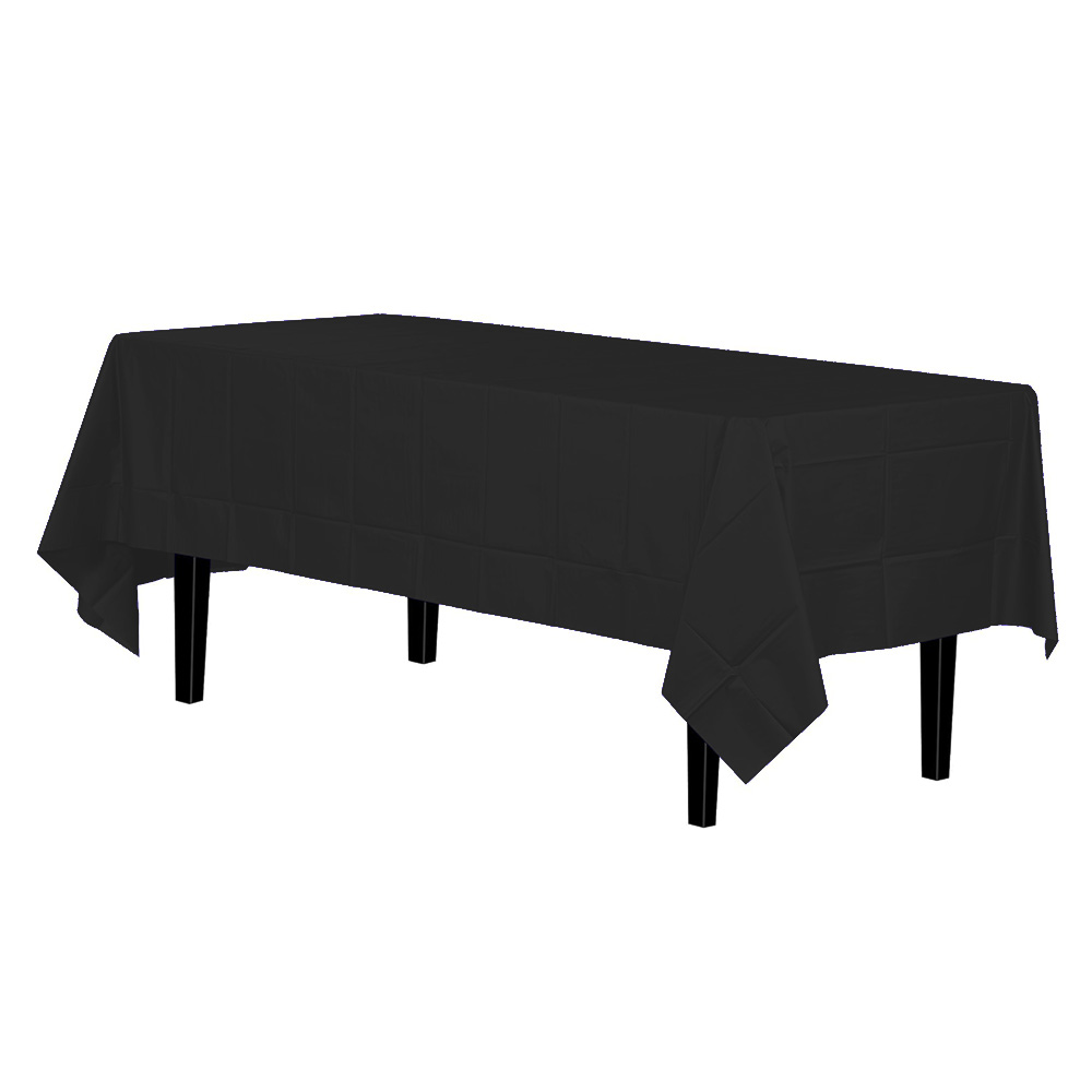 21104 Black 54"x108 Plastic Table Cover 48/cs - 21104 54x108 BLK PLAS TBLCOVER
