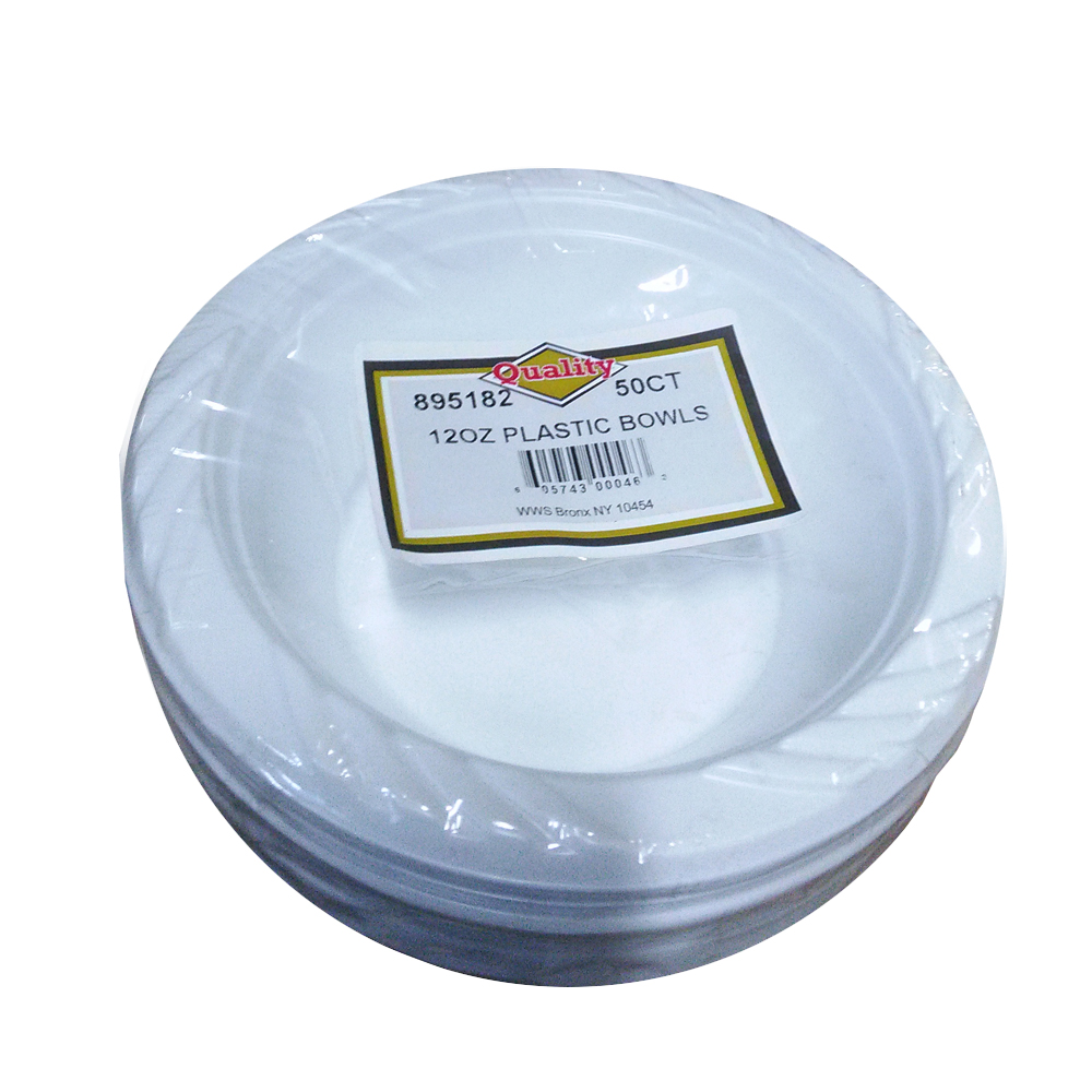 P12/50 White 12 oz. Plastic Bowl 26/50 cs