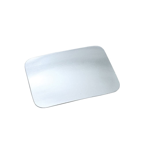 BL11/TB705BL Silver/White 1 lb. Foil Laminated Oblong Board Lid For Aluminum Pan Bulk 1000/cs - BL11/TB705BL  1# BOARD LID