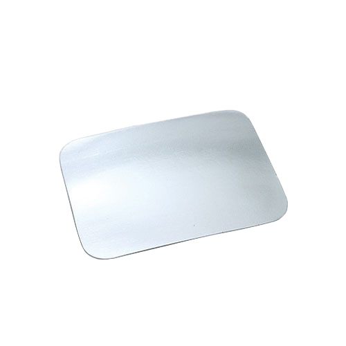 BL11/TB705BL Silver/White 1 lb. Foil Laminated Oblong Board Lid For Aluminum Pan Bulk 1000/cs