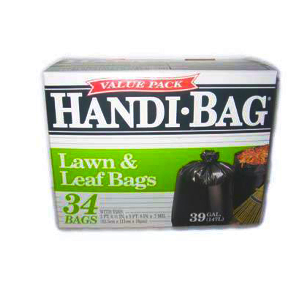 HAB6FL34 Handi Bag Lawn & Leaf Bag 32"x41" 39 Gal. Black Plastic 6/34 cs - HAB6FL34 39GL BLK LAWNLEAF BAG