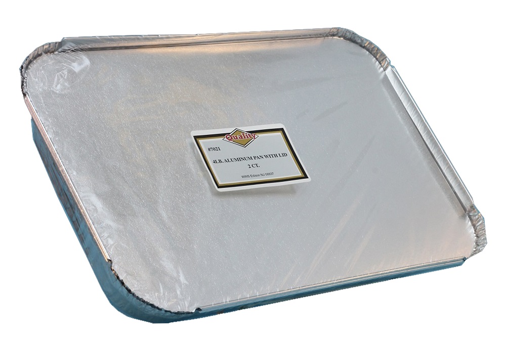 7021/48CB Quality Aluminum 4 lb. Oblong Pan w/Board Lid Combo 48/2 cs - ALUM 4 LB OBLONG & BOARD LID