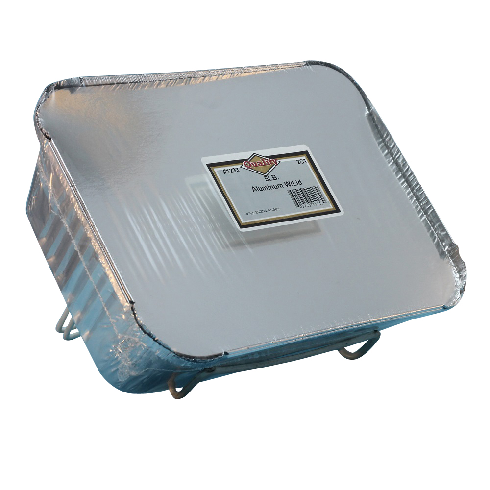 1233/48 Quality Aluminum 5 lb. Oblong Panw/Board Lid Combo 48/2 cs - ALUM 5 LB OBLONG & BD LID 48/2