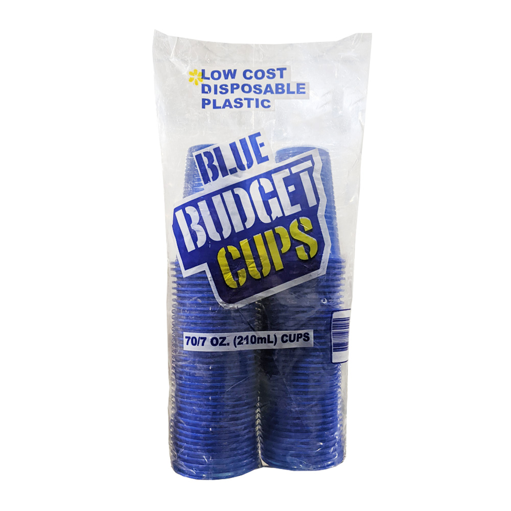POL-009-B Blue 7 oz. Retail Plastic Cold Cup 36/70 cs - POL-009-B 7z BLUE PLASTIC CUPS