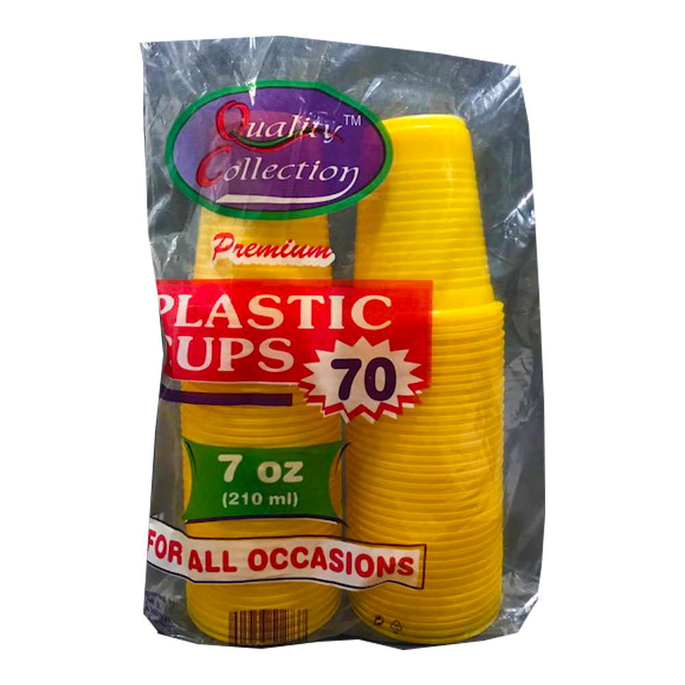 POL-009-Y Yellow 7 oz. Retail Plastic Cold Cup 36/70 cs - POL-009-Y 7z YELLOW PLSTC CUPS