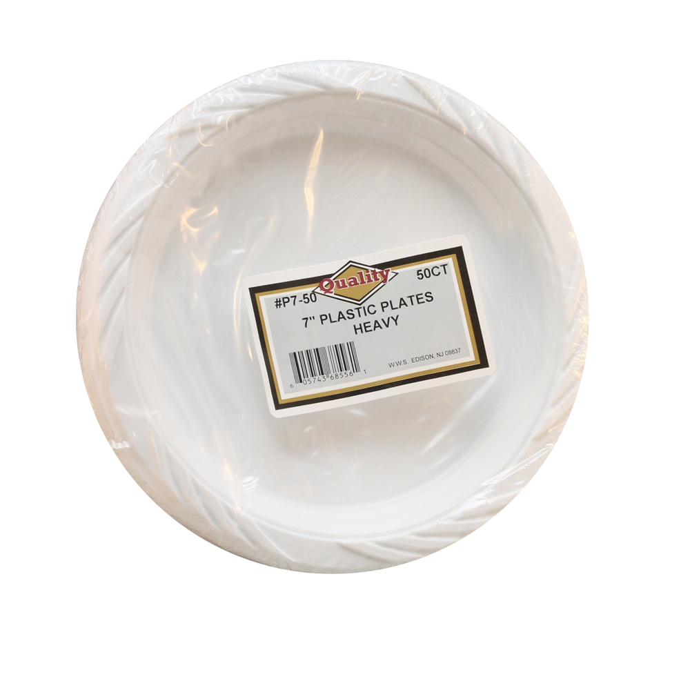 P7/50 Quality White 7" Plastic Plate 30/50 cs