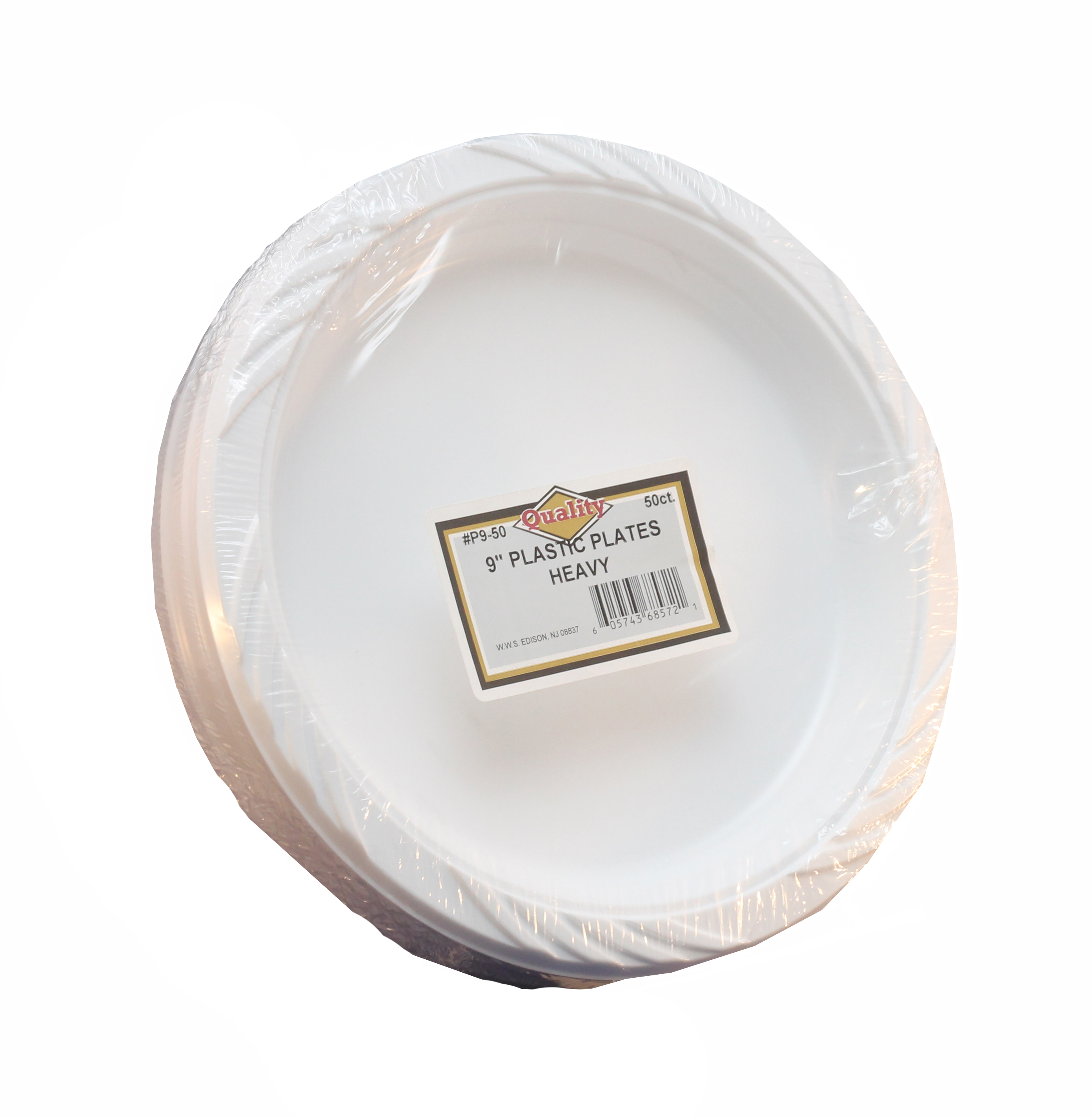 P9/50 Quality White 9" Plastic Plate 20/50 cs