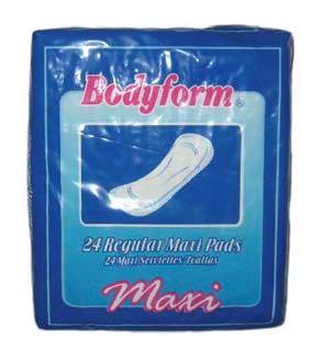 10-3247 Body Form Feminine Maxi Pads 24/24 cs - 10-3247 BODYFORM REGULAR PADS