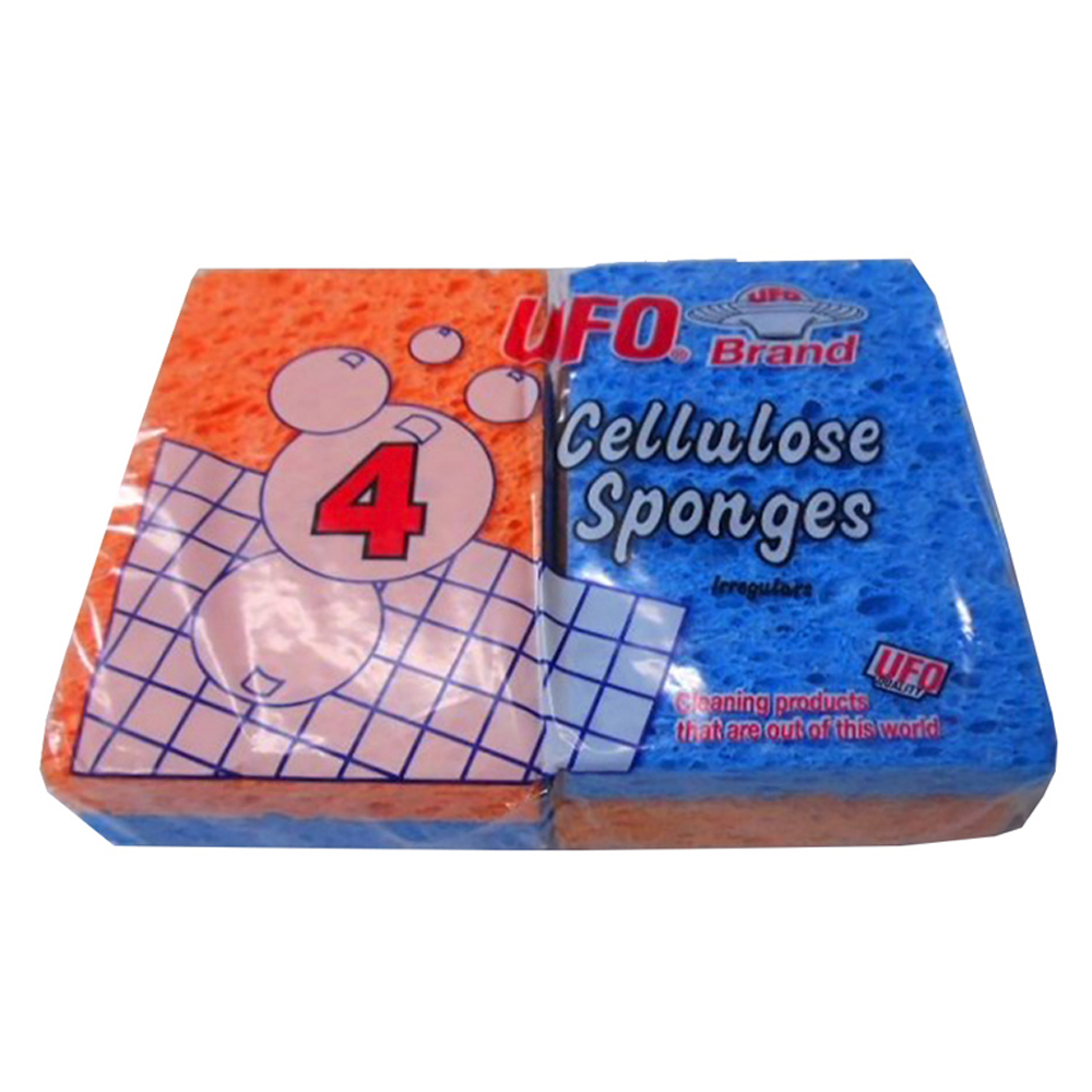 904-0072 Blue & Orange 4.5"x2.75"x0.75" Cellulose Sponge 72/4 cs - 904-0072 CELLULOSE SPONGE PACK