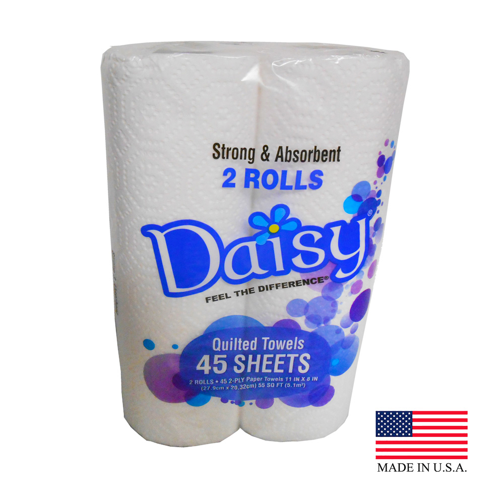 60552 Daisy Kitchen Roll Towel White 2 ply  Strong & Absorbent 11"x8" 45 Sheet 16/2 cs - 60552 DAISY TWL PAPER 16/2PK/C