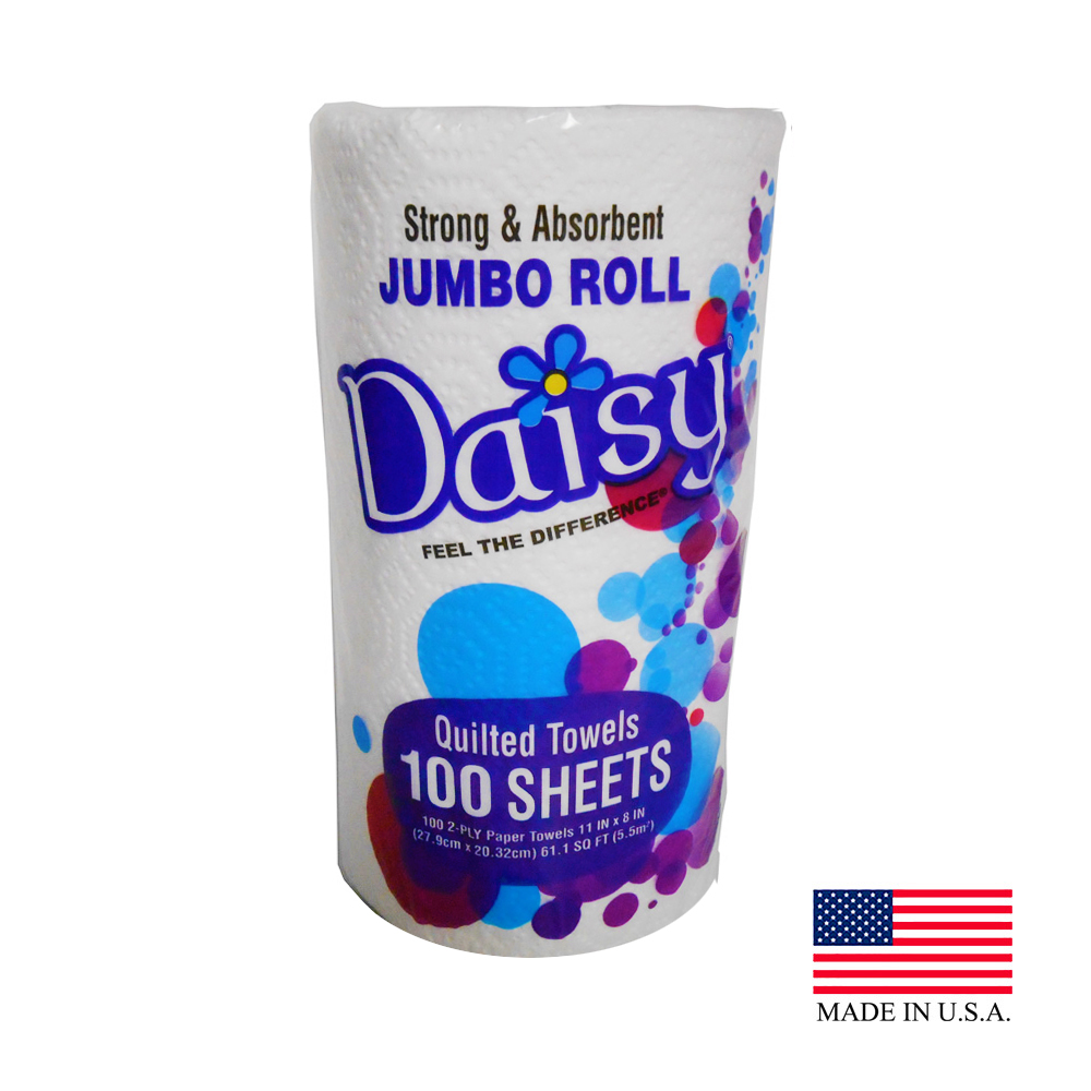 61002 Daisy Kitchen Roll Towel White 2 ply  Strong & Absorbent 11"x8" 100 Sheet 24/100 cs - 61002 DAISY 2 PL KTCHN PPR TWL