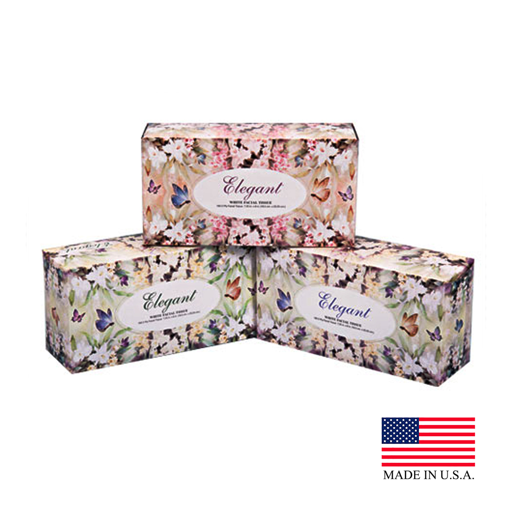 826-230 Elegant Facial Tissue White 2 ply 7"x7.875" 230 Sheets 24/230 cs - 826-230 2PLY FLATBX FAC.T 230