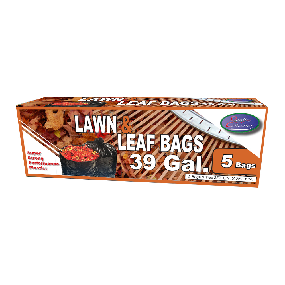 B73 Quality Collection Lawn & Leaf Bag 39 Gal. Black Plastic Strong Performance 5/36 cs
