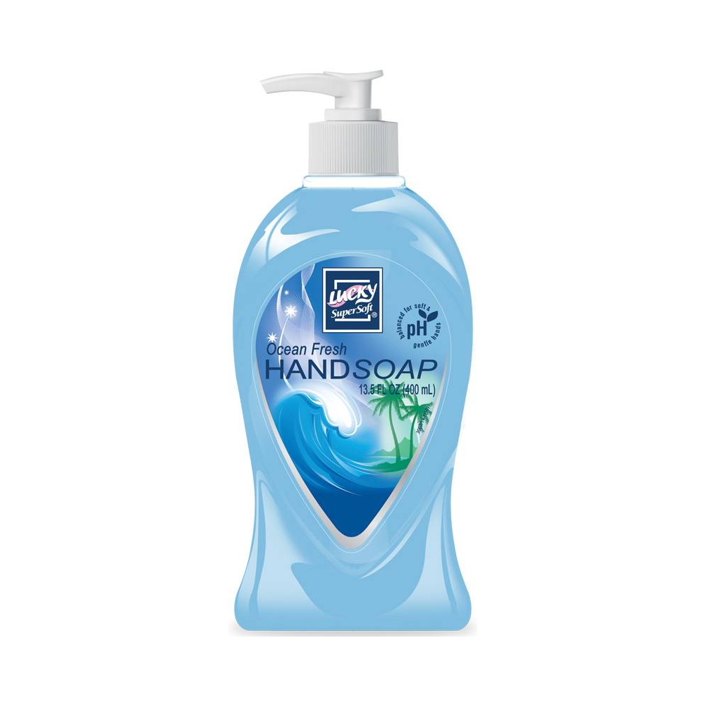3003-12 Lucky Super Soft 13.5 oz. Hand Soap w/Ocean Fresh Scent 12/cs - 3003-12 SOAP OCEAN FRSH 13.5z