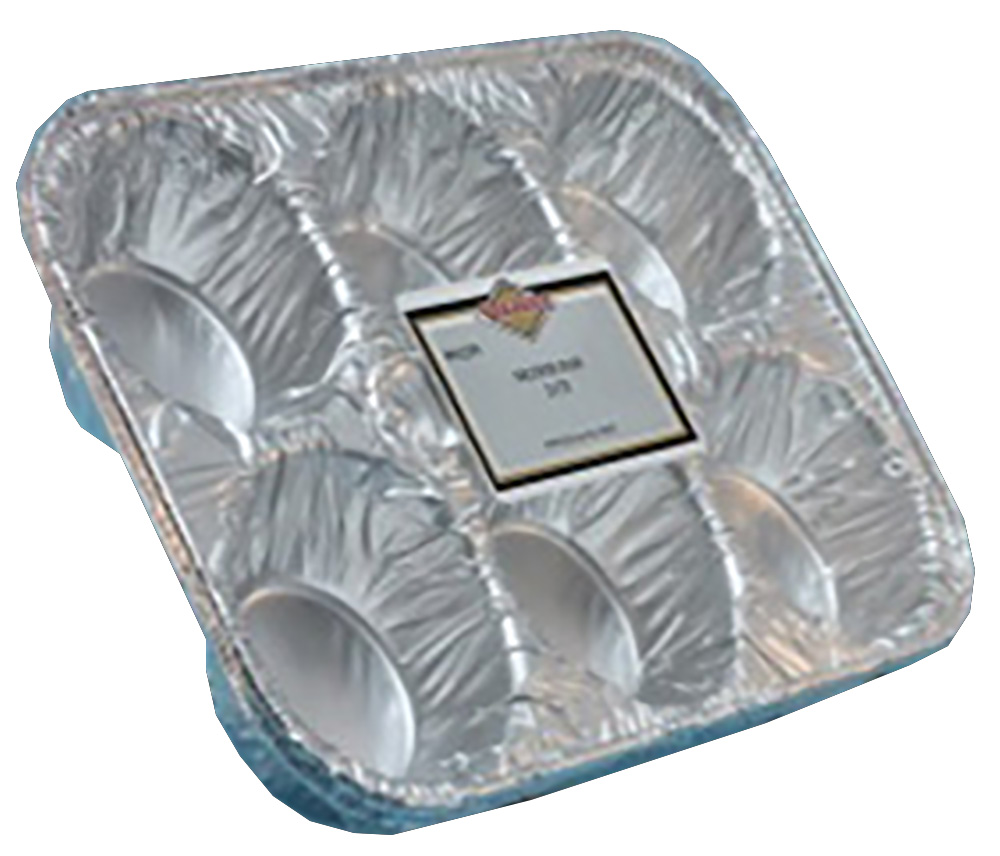 1239 Quality Aluminum 6 Cavity Muffin Pan 36/2 cs - ALUM 6 CUP MUFFIN PAN     36/2