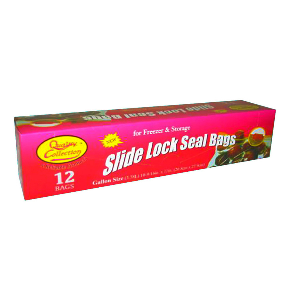 B36/12SL Quality Collection Freezer/Storage Bag 1 Gal. Clear Plastic w/Slide Lock Seal 36/12 cs - B36/12SL GALLON SLIDE LOCK BAG