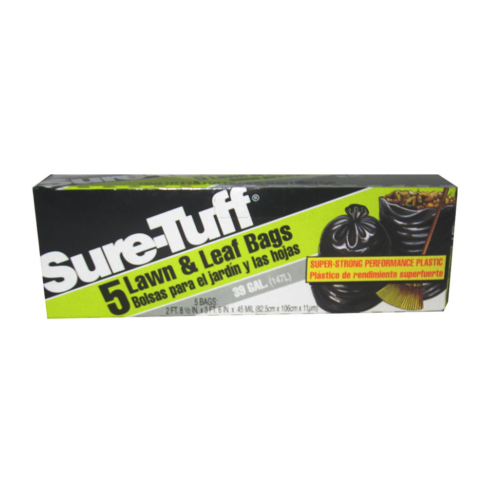 STF24L5Z Sure-Tuff 2' 8"x3' 6" Black Lawn & Leaf Bag 39 Gal. Plastic 24/5 cs - STF24L5Z  39GL BLK SURETUF BAG