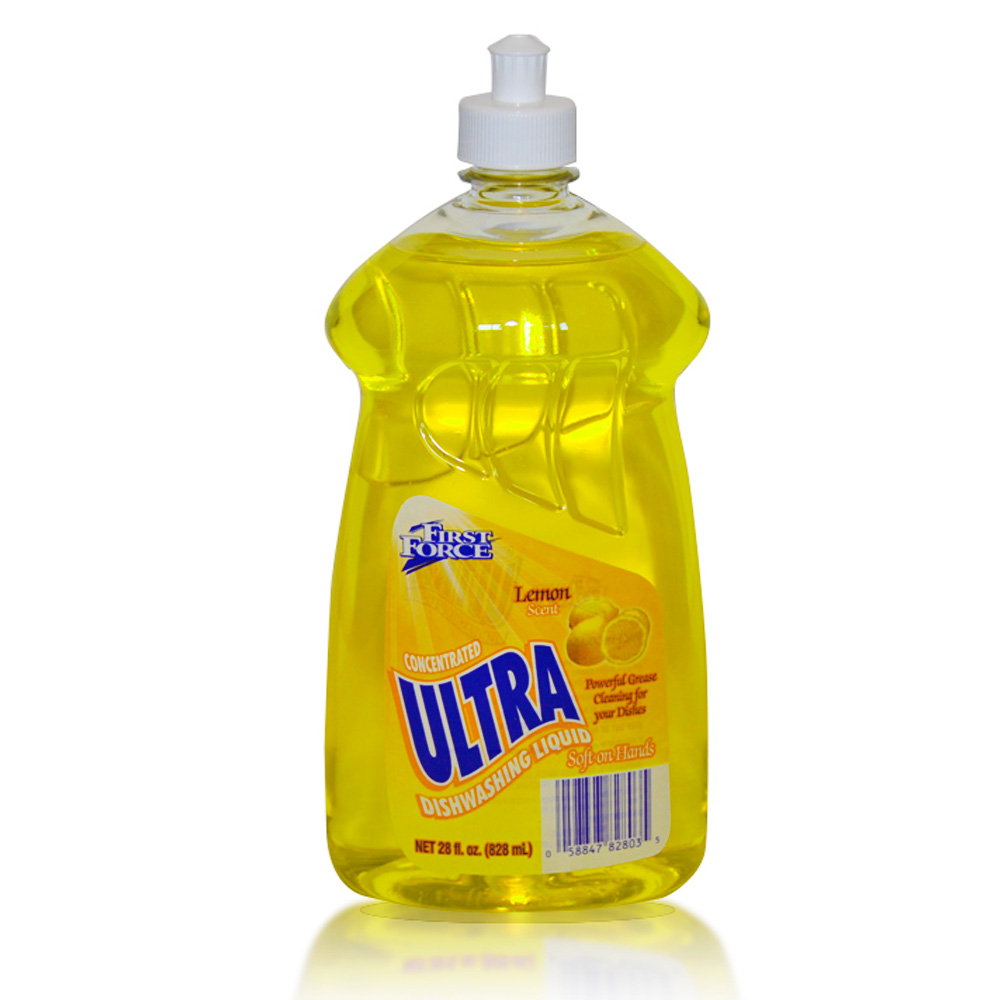 82803-5 First Force 28 oz. Ultra Dish Detergent w/Lemon Scent 12/cs - 82803-5 28z ULT LEMON DSH DET