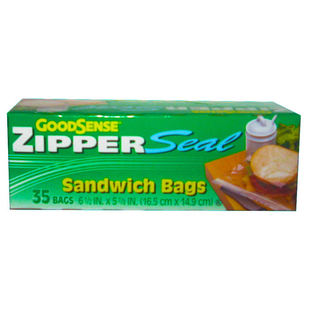 GDS48SS35 GoodSense Sandwich Bag 6.5 "x5 7/8" Clear Plastic w/Zipper Seal 48/35 cs - GDS48SS35 SANDWICH ZIPPER BAG