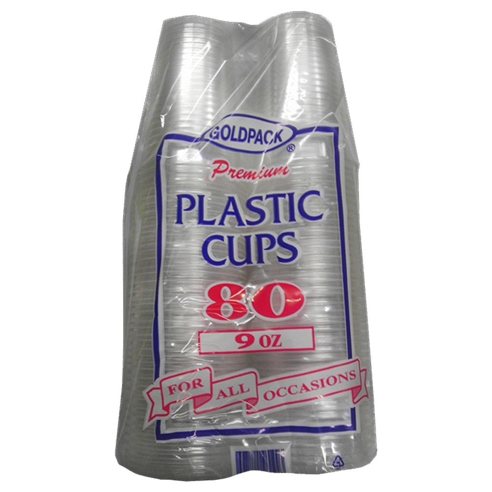 C141 Clear 9 oz. Retail Plastic Cold Cup 12/80 cs - C141 9z CLEAR PLASTIC CUPS