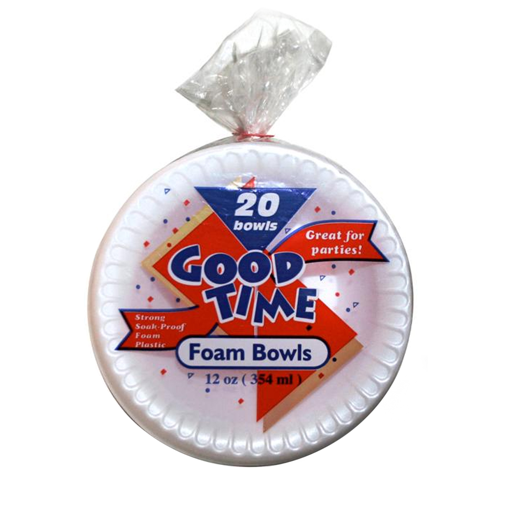 42833 Good Time White 12 oz.  Foam Bowl 30/20 cs - 42833 12z WHITE FOAM BOWL